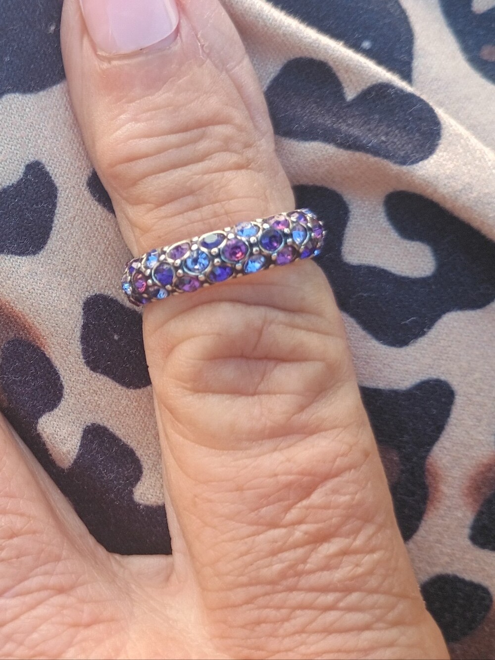 Brighton Mystic Purple & Blue Crystal Band Ring - Women Jewelry Sz 6